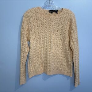 Vintage Butter Yellow Wainscott Fisherman Sweater Crewneck Sweater 100% Cotton